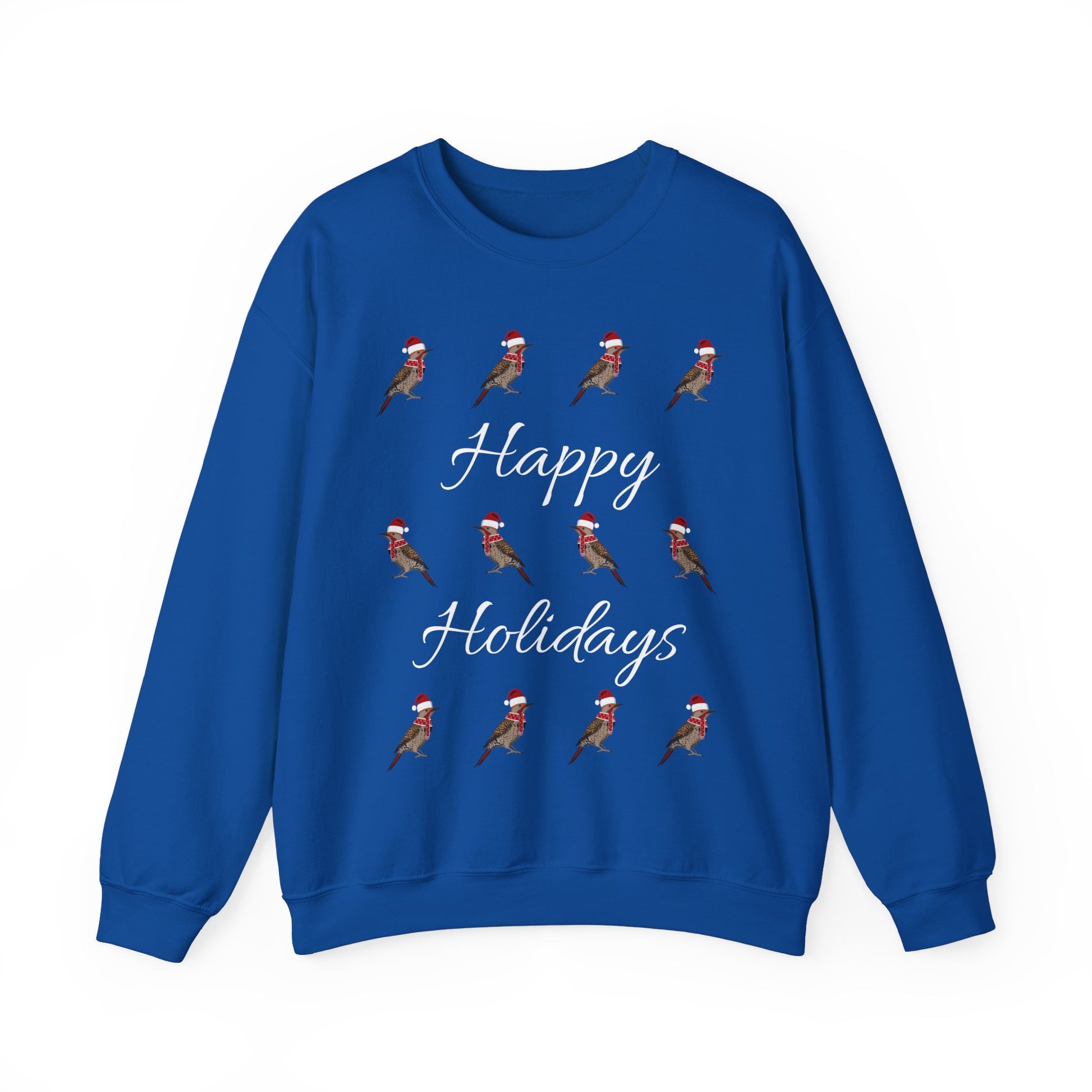 Northern Flicker as Santa with Hat and Scarf Happy Holidays Birdwatcher Christmas Bird Sweatshirt –