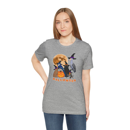 Blue Jay Robin Shoebill with Cat and Bunny Halloween Bird T-Shirt