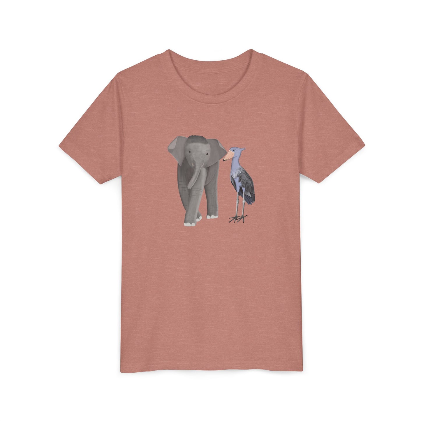 Elephant with Shoebill Bird Youth T-Shirt