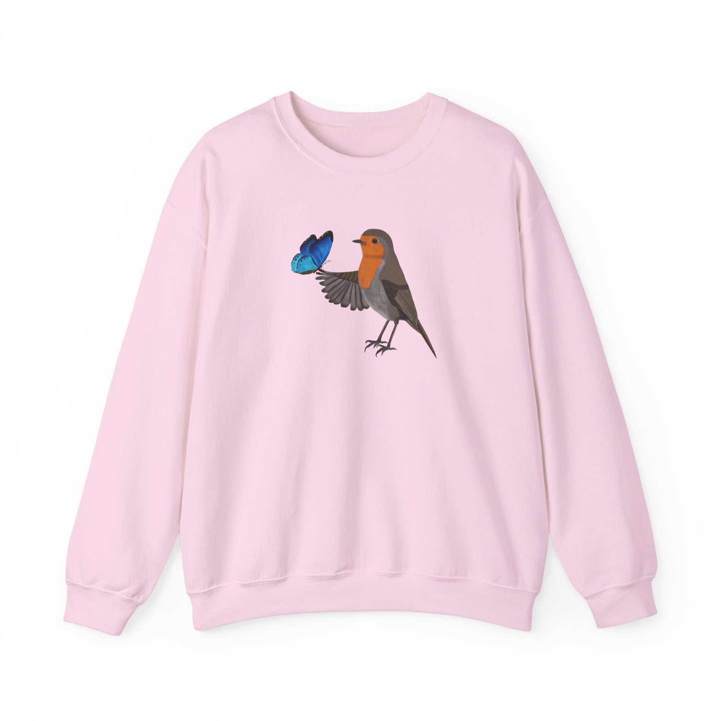 Robin with Butterfly Bird Birding & Birdwatching Sweatshirt