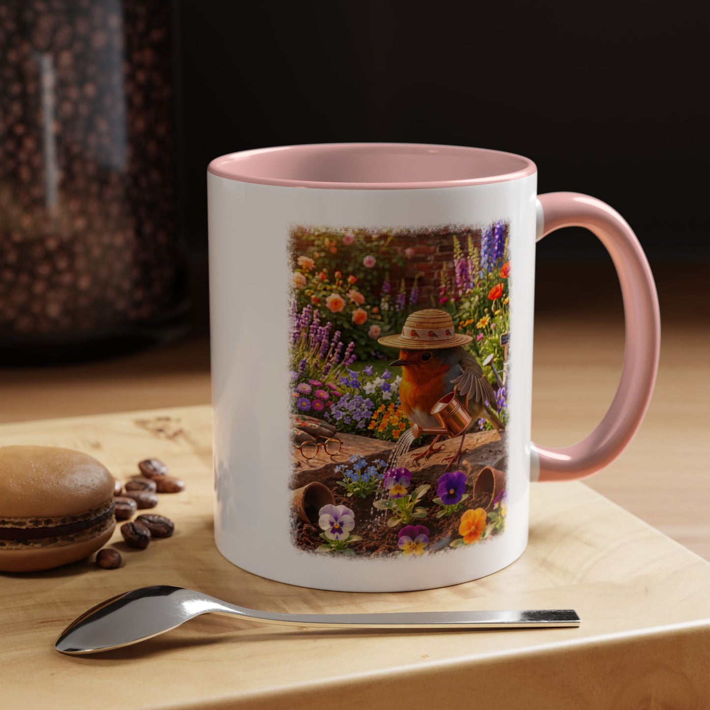 Robin Rosi Watering Flowers Mug for Bird Lovers