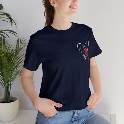 Northern Cardinal Heart Bird Unisex Tee - jz.birds