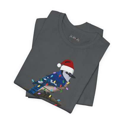 Blue Jay with Fairy Lights Christmas Bird T-Shirt