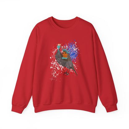 Robin 4th of July Independence Day Statue of Liberty Bird Watcher Biologist Crewneck Sweatshirt