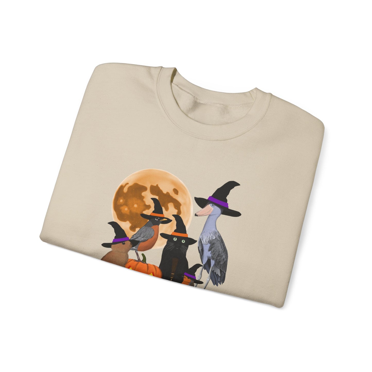 Robin Shoebill Rabbit with Cat and Bunny Halloween Bird Sweatshirt