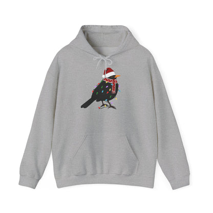 Amsel Weihnachts-Hoodie - Vogel als Weihnachtsmann mit Lichterkette Sweater