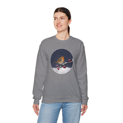 Robin on a Winter Branch Christmas Bird Sweatshirt