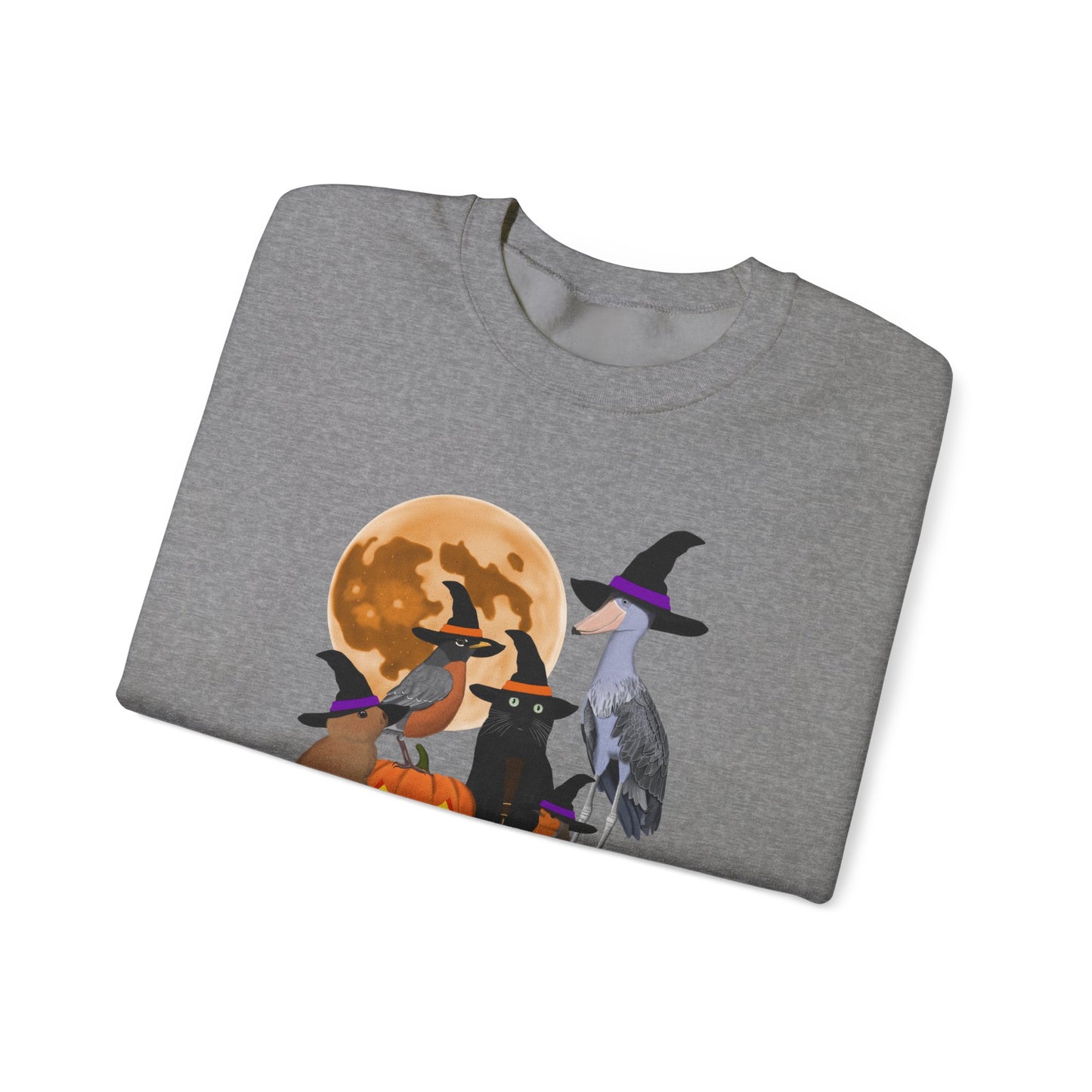 Robin Shoebill Rabbit with Cat and Bunny Halloween Bird Sweatshirt