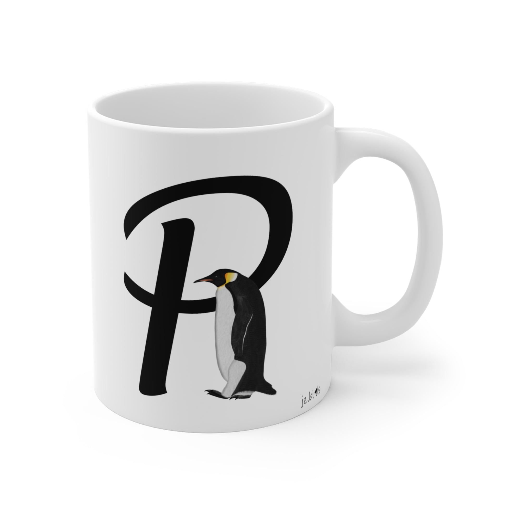 penguin letter p bird mug