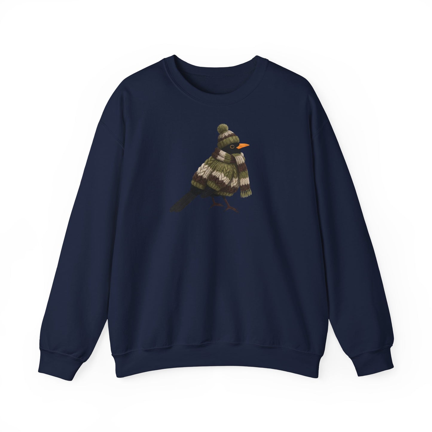 Amsel in Strick Weihnachts-Sweatshirt | Unisex Vogel Sweater für Vogelfreunde & Vogelbeobachter