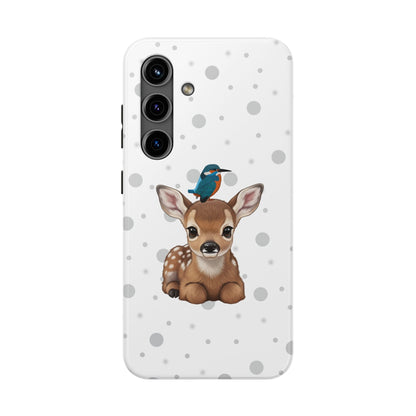 Cute Fawn with a Kingfisher Animal iPhone Case - Dual-Layer PC/TPU Protective Cover for iPhone
