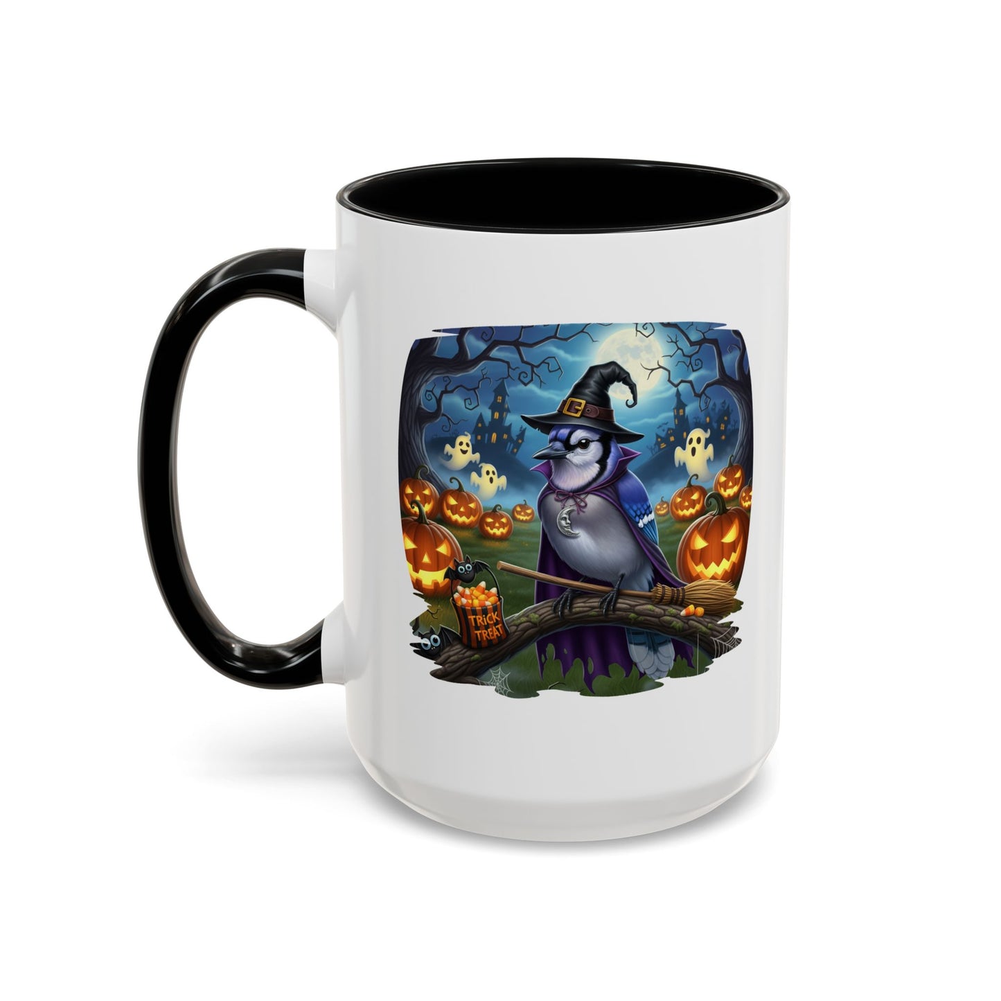 Blue Jay Halloween Bird Mug - Spooky Bird Lover Gift