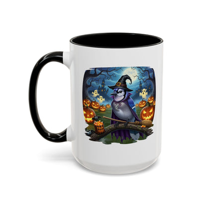 Blue Jay Halloween Bird Mug - Spooky Bird Lover Gift