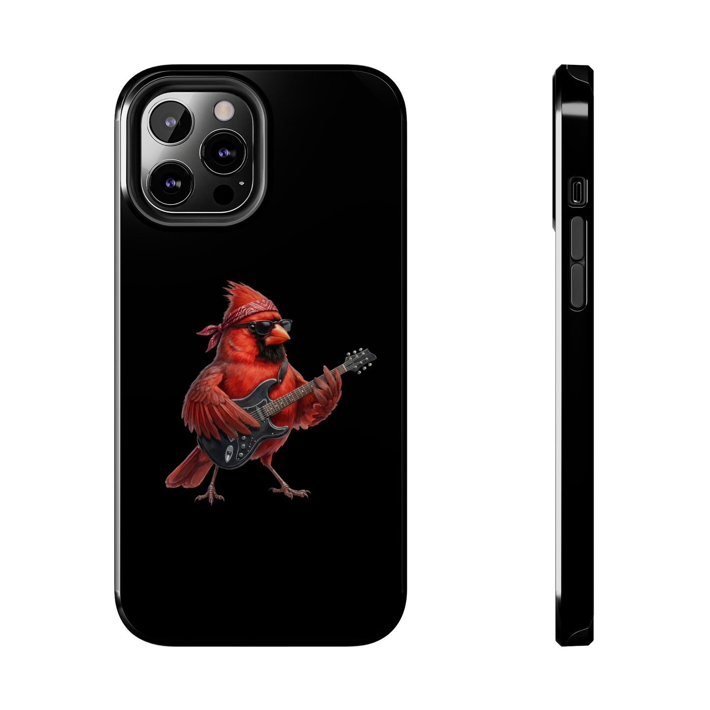 Cardinal with Guitar iPhone Case – Premium Tough Phone Cover Black