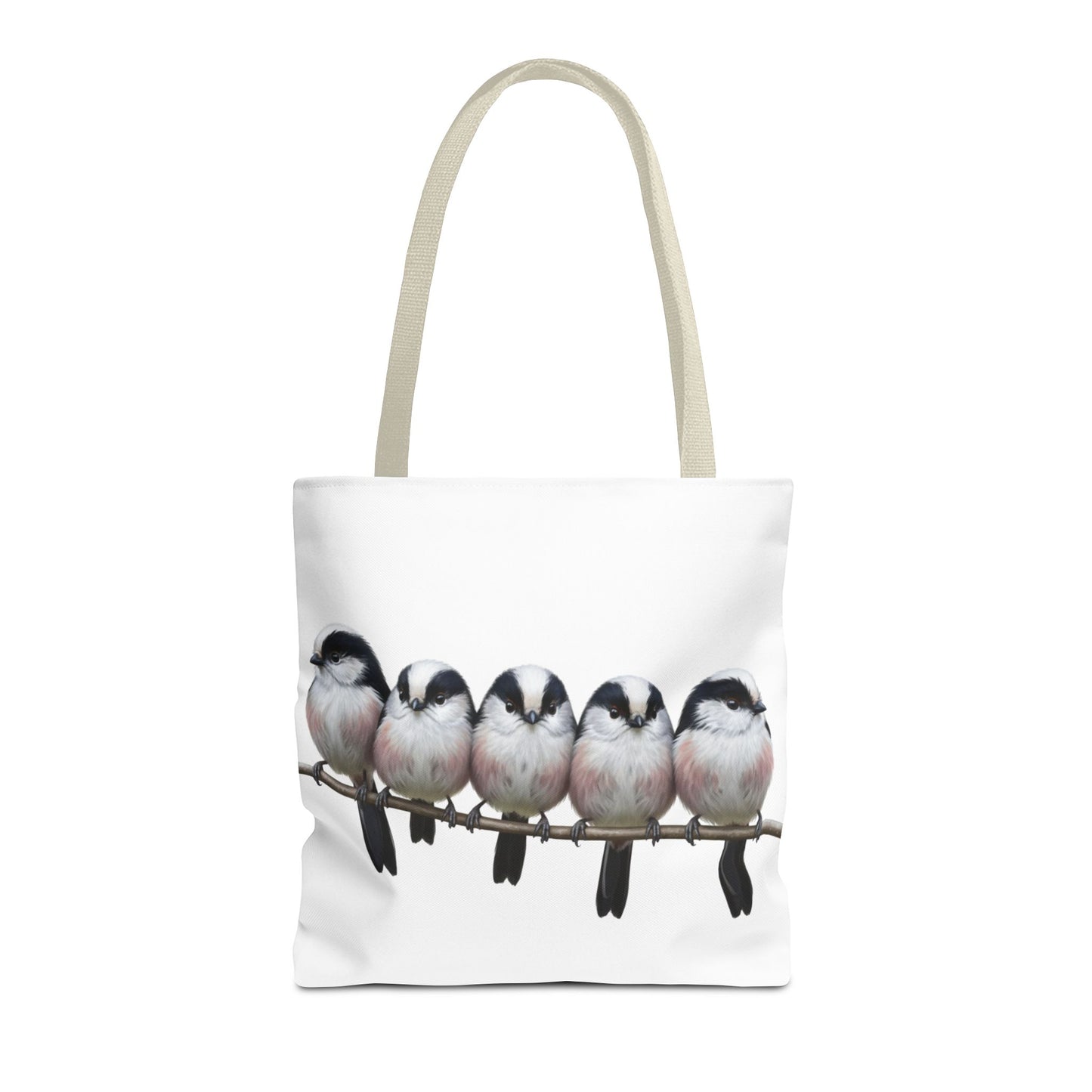 Schwanzmeisen Tragetasche 40x40cm Vogel Tasche Weiß für Vogelbeobachter