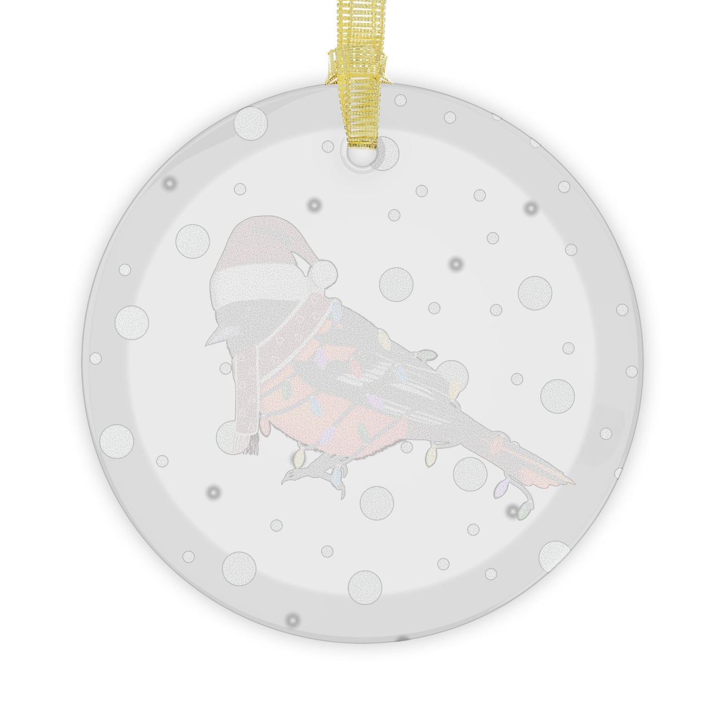 Baltimore Oriole as Santa Claus with Fairy Lights Christmas Glass Ornament