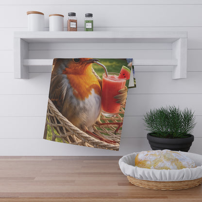 Robin Rosi Hammock & Smoothie Kitchen Tea Towel - Cozy Summer Cotton Dish Cloth