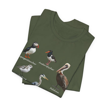 Papageitaucher und Möwe Vogel T-Shirt in Black