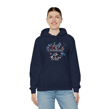 Easily Distracted by Birds Blue Jay Cardinal Hummingbird Hoodie