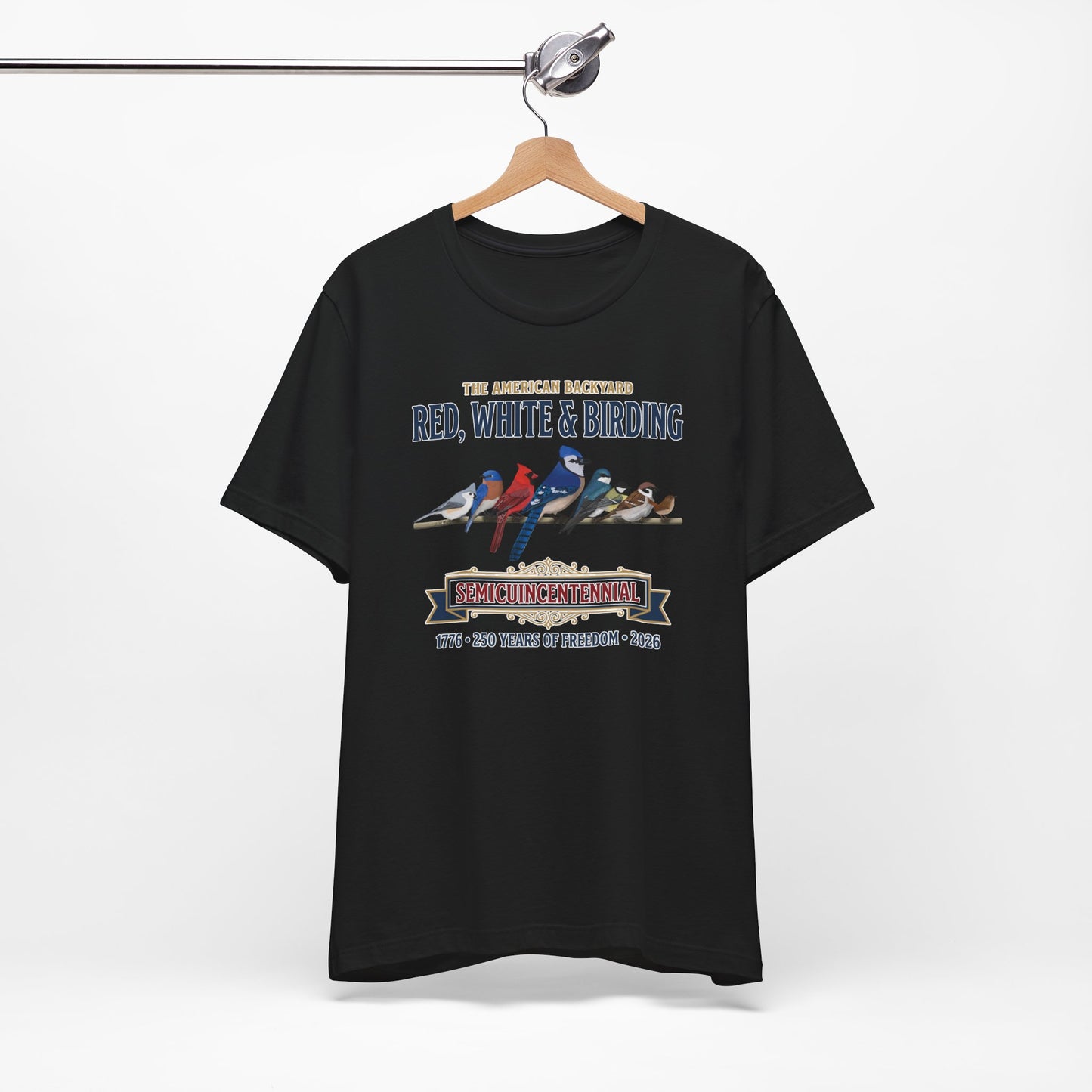 Red, White & Birding Vintage T-Shirt | US 250th Anniversary Backyard Birds