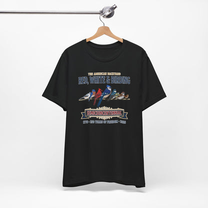 Red, White & Birding Vintage T-Shirt | US 250th Anniversary Backyard Birds