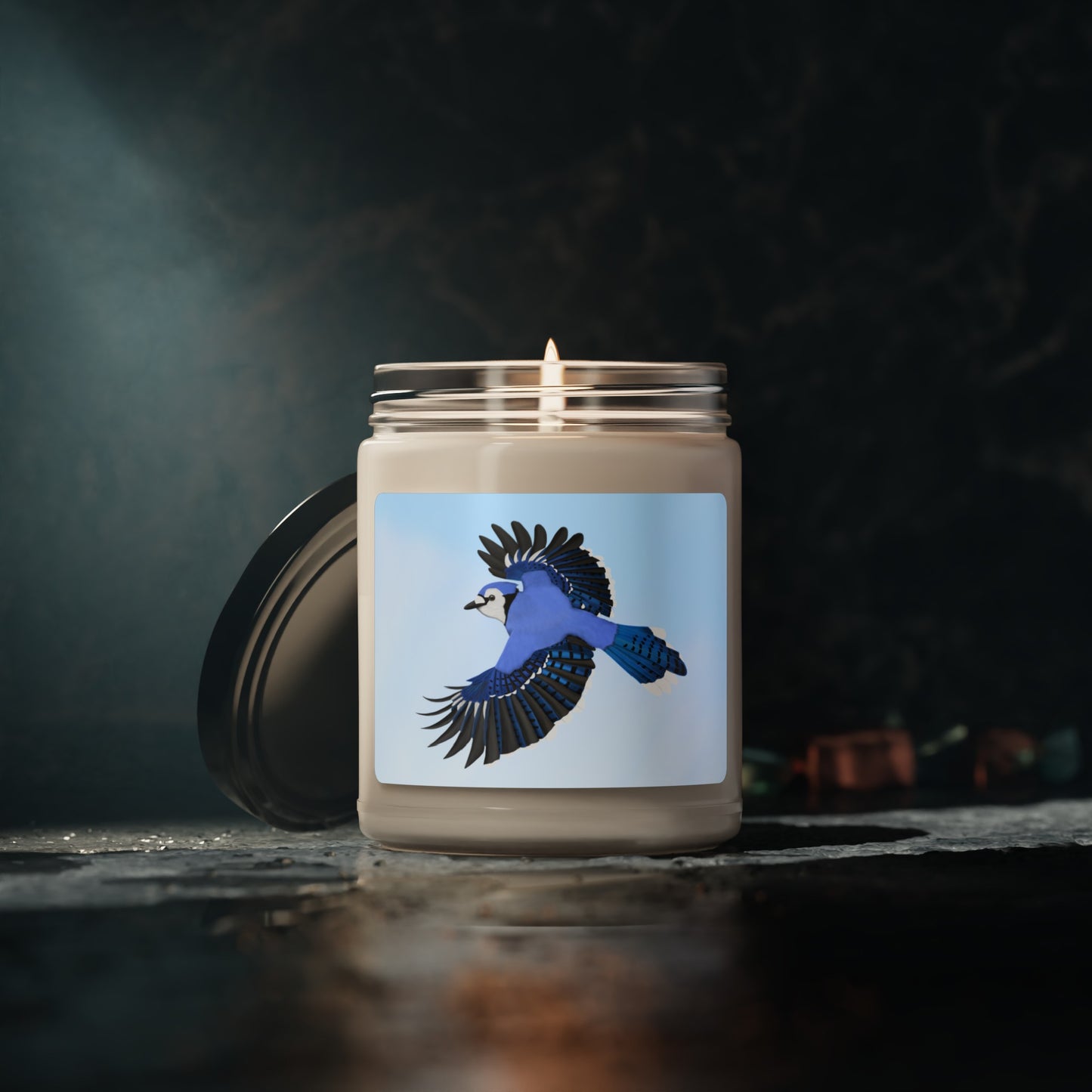 Blue Jay Bird Art Scented Soy Candle, 9oz