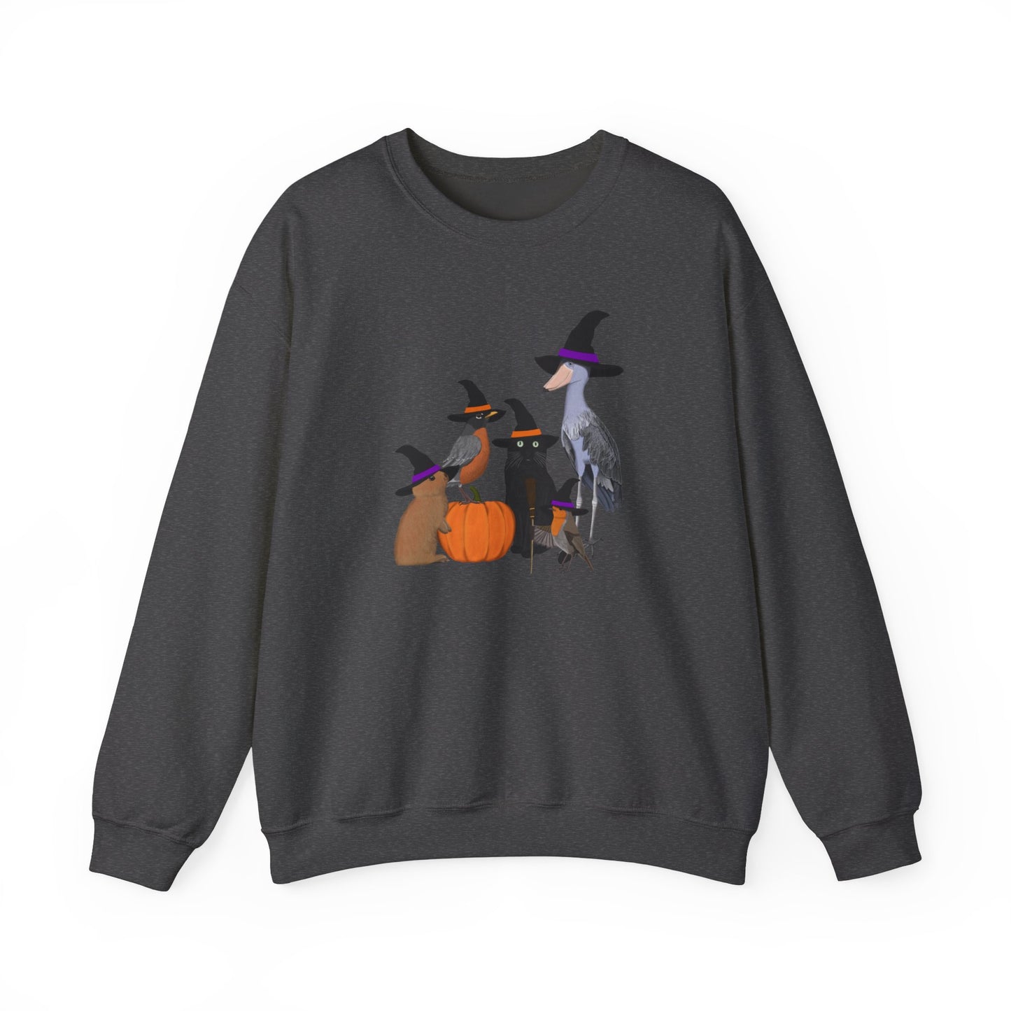 Robin Shoebill Rabbit with Cat Happy Halloween Birds Sweatshirt