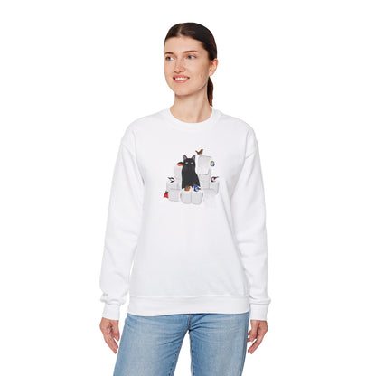 Black Cat with Birds and Toilet Paper Cat Lover Sweatshirt