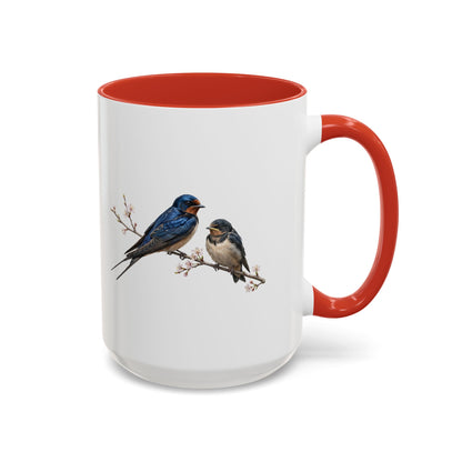 Barn Swallow & Fledgling Two-Tone Mug | Spring Bird Lover Gift