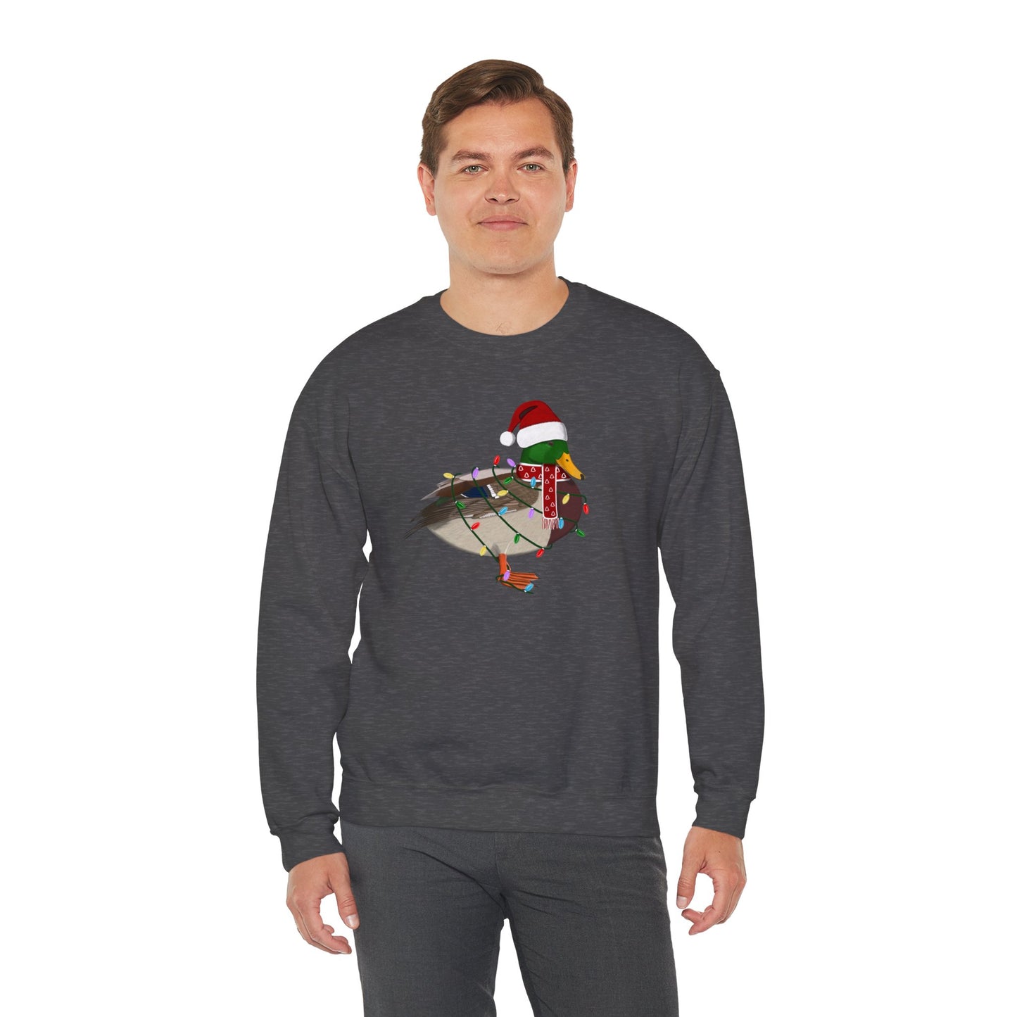 Mallard with Fairy Lights Santa Claus Christmas Bird Sweatshirt