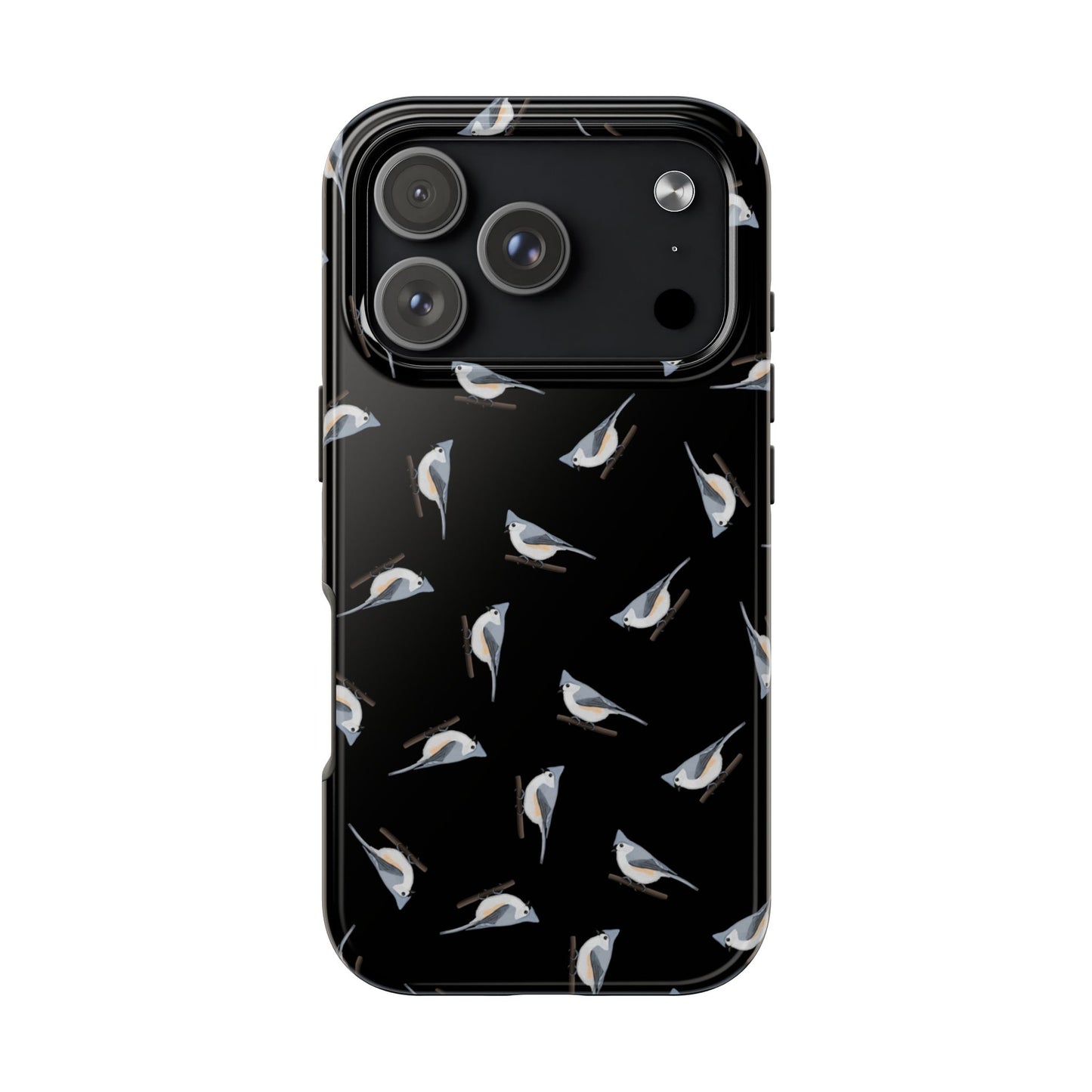 Tufted Titmouse iPhone Case Black – Premium Tough Phone Cover for Bird Lovers
