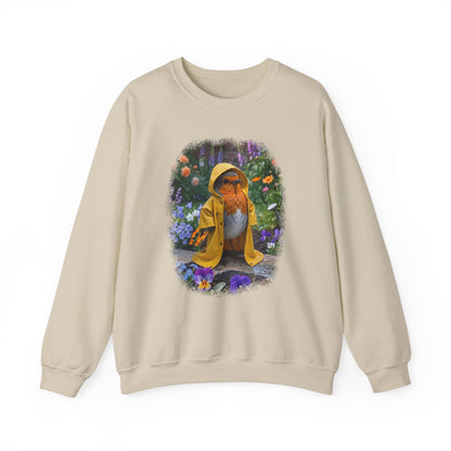 Robin Rosi Yellow Raincoat Garden Premium Sweatshirt for Bird Lovers