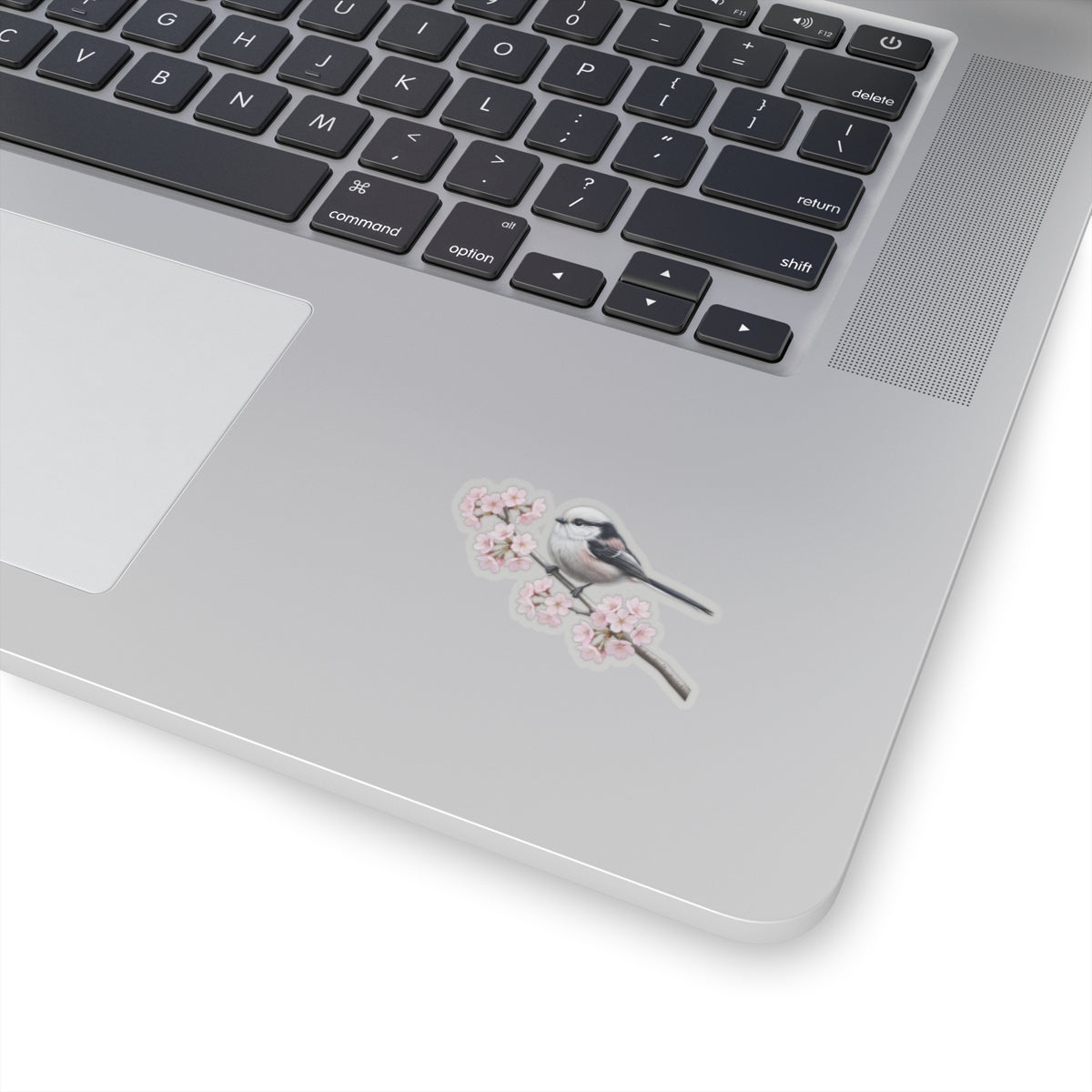 Long Tailed Titmouse Cherry Blossom Sticker | Glossy Floral Bird Decal Spring Laptop – Stickers