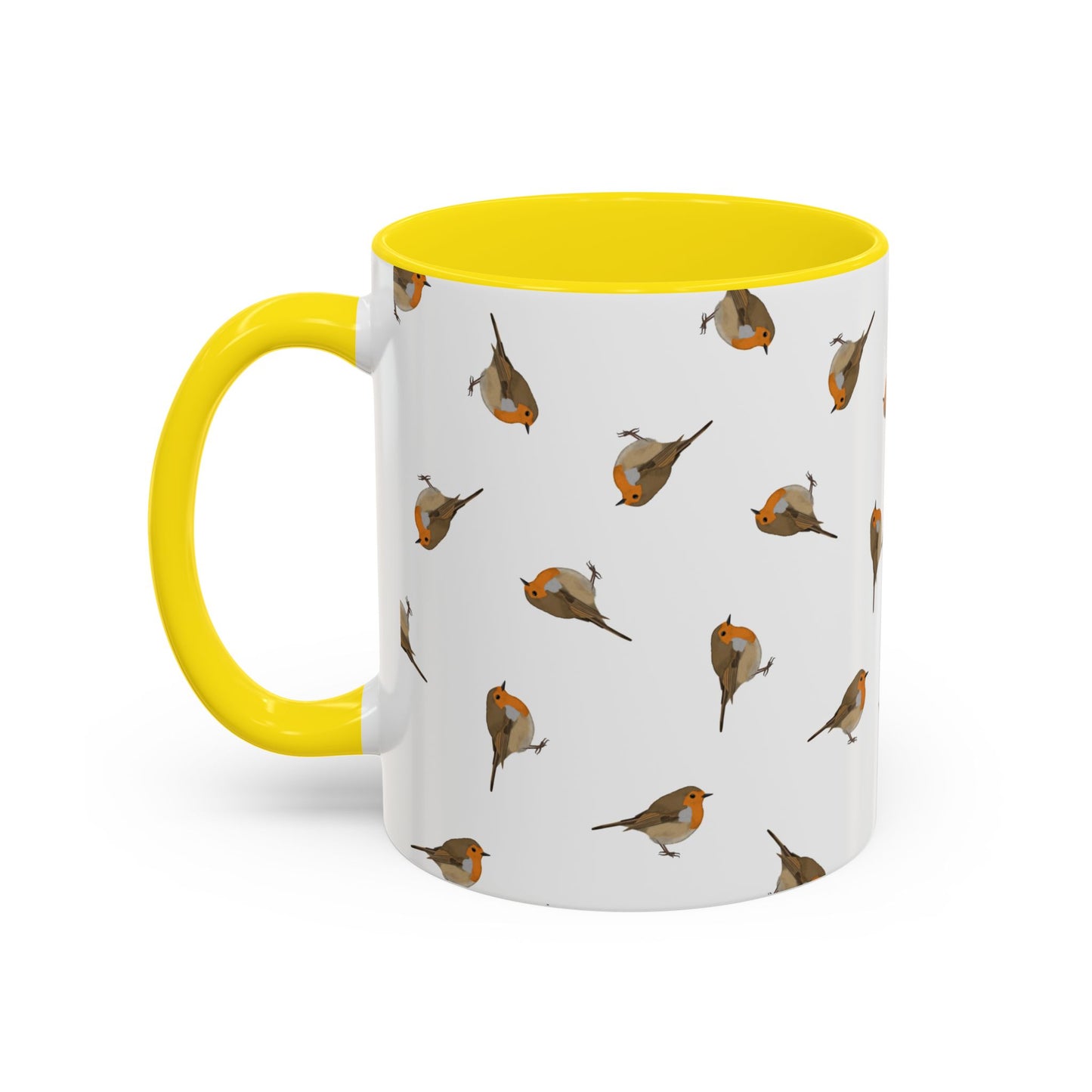 Rotkehlchen Tasse mit Streumuster | Vogelmotiv Kaffeebecher für Vogelbeobachter & Naturfreunde