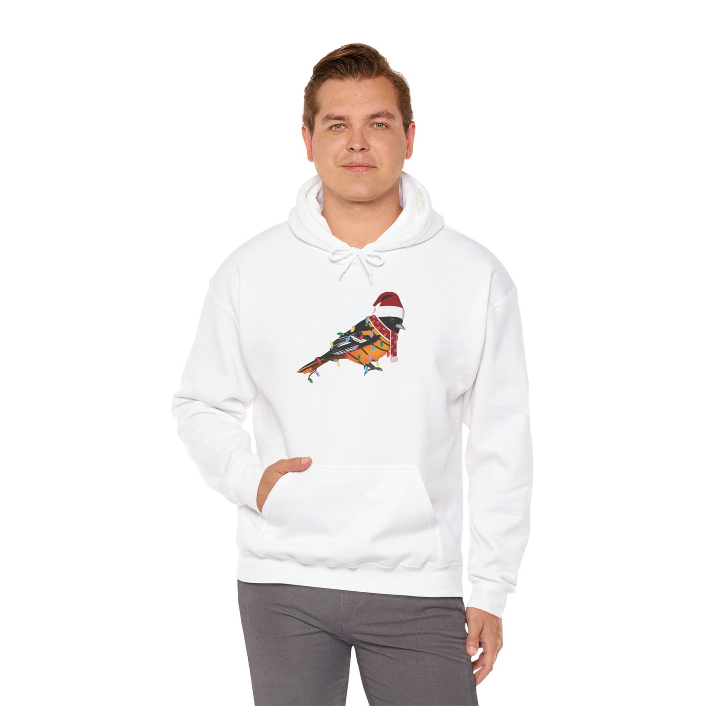 Baltimore Oriole with Fairy Lights Christmas Bird Hoodie