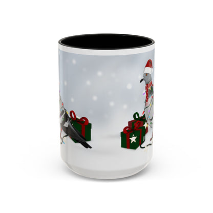 Pigeon with Christmas Hat and Scarf Snow Bird Coffee Mug