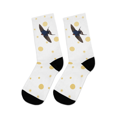 Barn Swallow with Golden Dots Birding & Birdwatching Bird Socks White