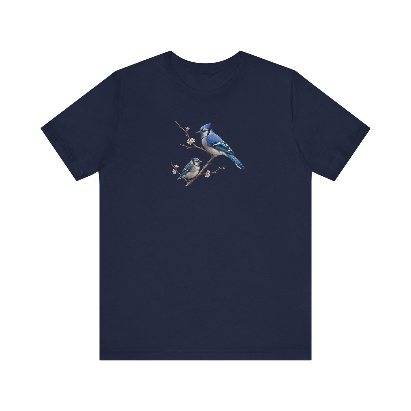 Blue Jay & Fledgling T-Shirt | Spring Blossoms Unisex Graphic Tee