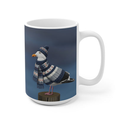 Möwe mit Strickpullover Weihnachtliche Tasse mit Vogelmotiv – Ideal für Kakao & Kaffee