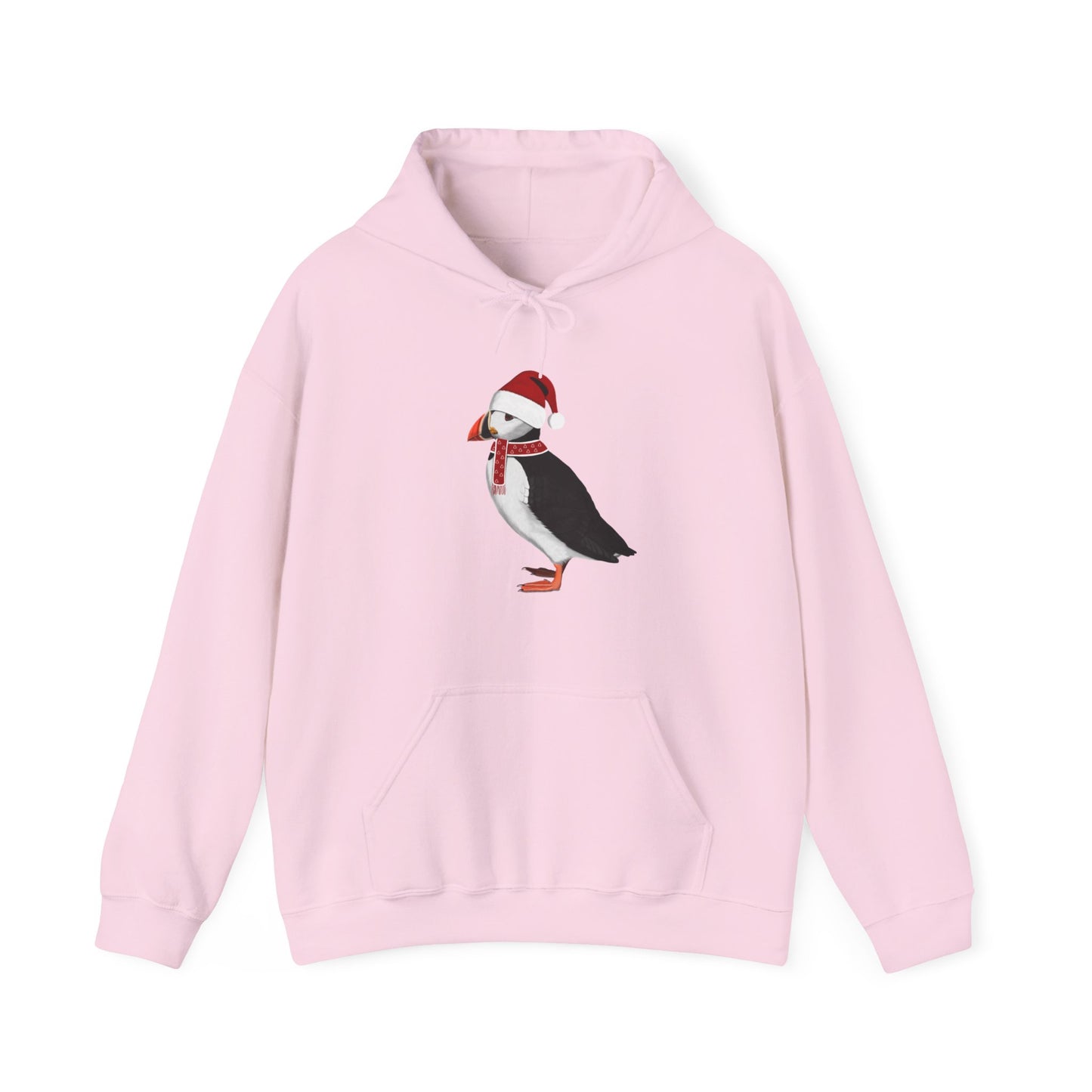 Puffin Christmas Bird with Santa Hat Birdwatcher Birdlover Hoodie