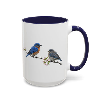Eastern Bluebird & Fledgling Two-Tone Mug | Spring Bird Lover Gift