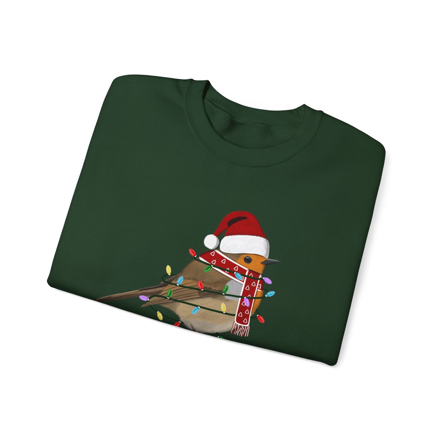 European Robin with Fairy Lights Santa Claus Christmas Bird Sweatshirt