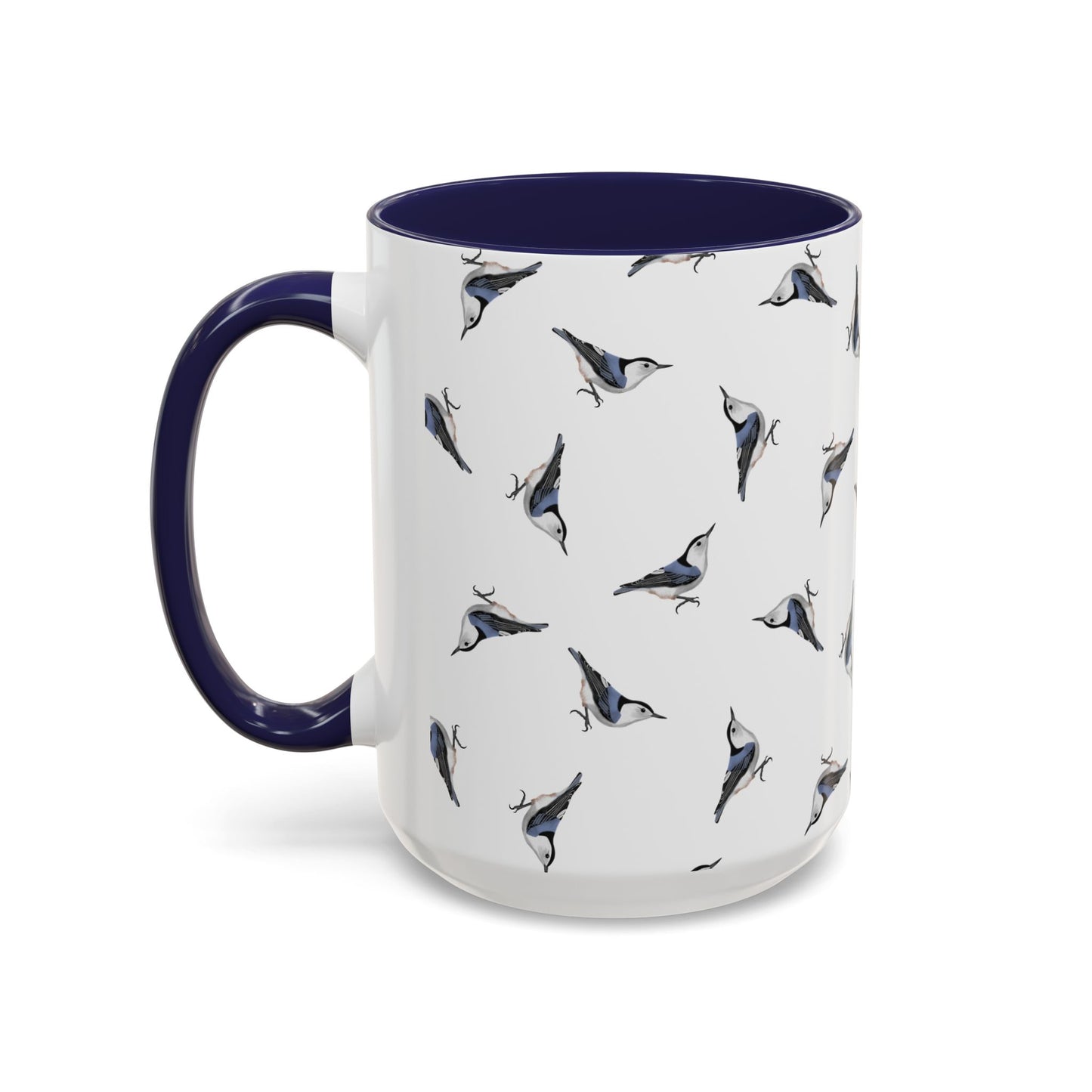Nuthatch All-Over Pattern Accent Mug | Colorful Bird Lover Gift for Birdwatchers