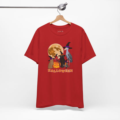 Cardinal Robin Shoebill with Cat and Bunny Halloween Bird T-Shirt