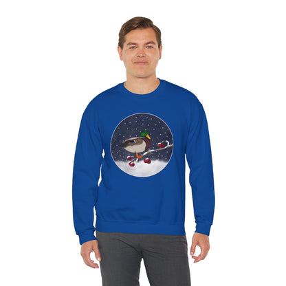 Mallard on a Winter Branch Birdwatcher Christmas Bird Sweatshirt