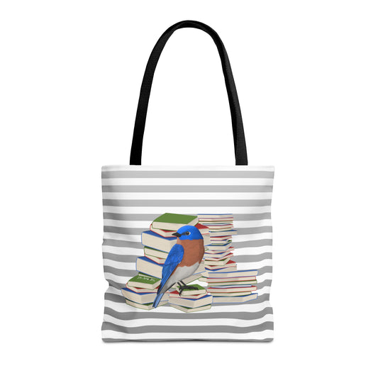 bluebird bird books tote bag