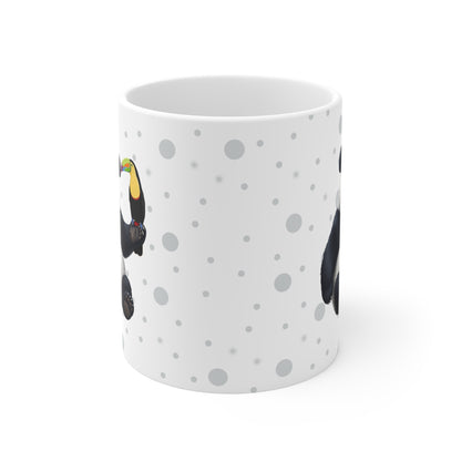 Panda Bear Mug with Toucan for Animal Lovers & Bird Watchers 11oz