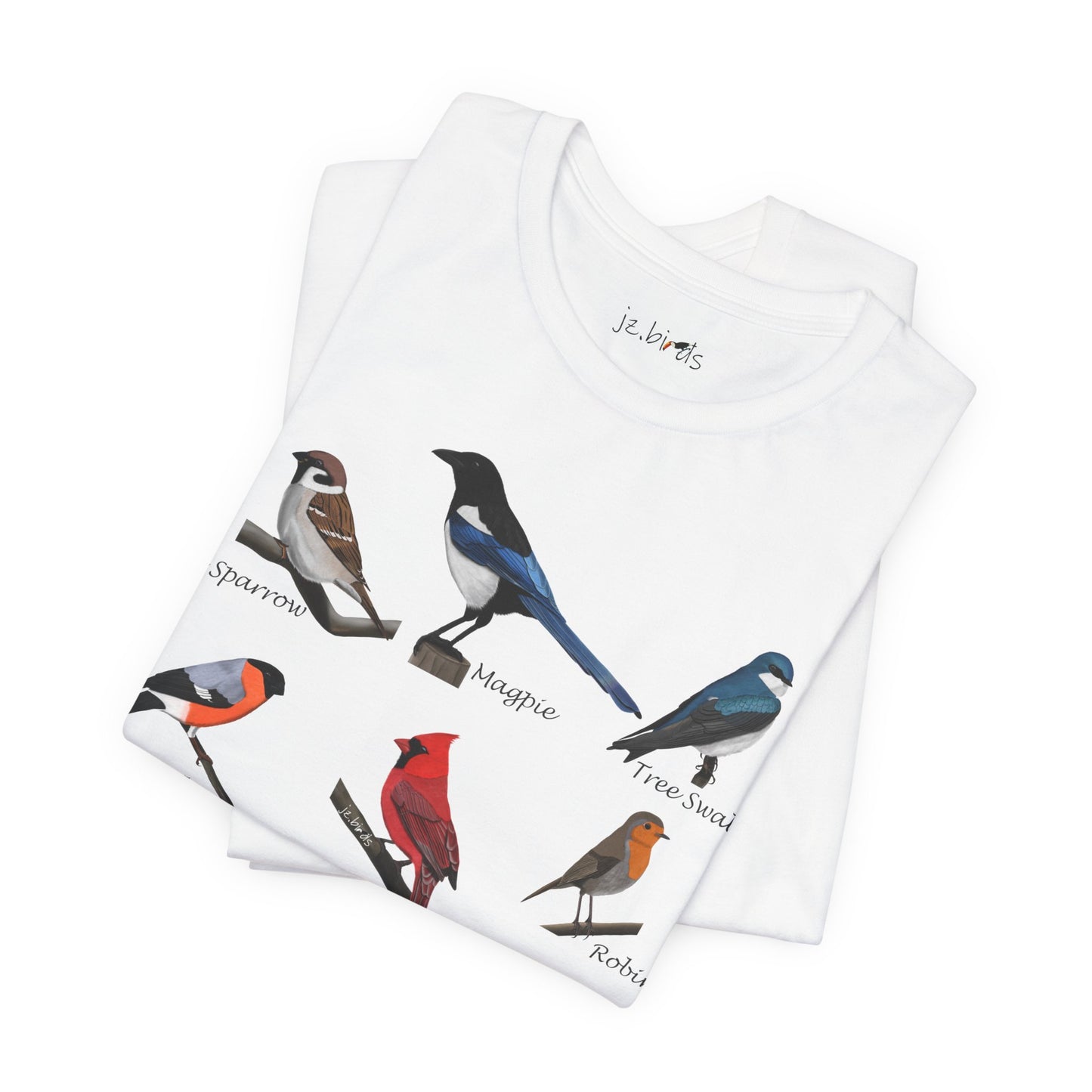 Garden Birds Blue Jay Cardinal Robin Chickadee Birding & Birdwatching Bird T-Shirt