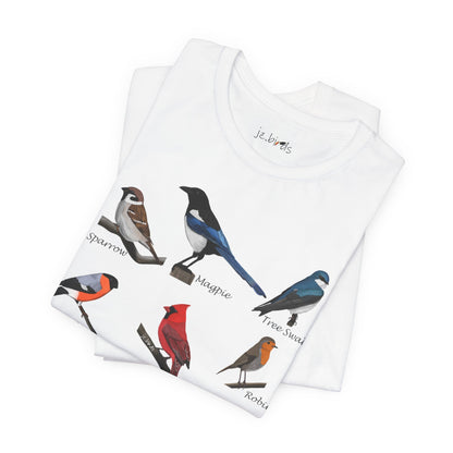 Garden Birds Blue Jay Cardinal Robin Chickadee Birding & Birdwatching Bird T-Shirt