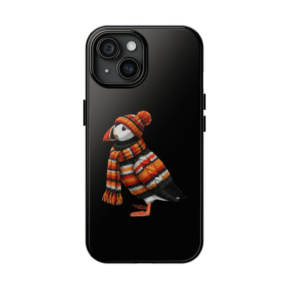 鳥のアートが描かれたパフィンの二層式iPhoneケース – 鳥類学者や鳥愛好家へのプレゼントに最適